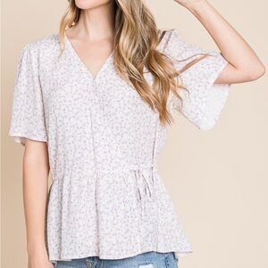 Floral Print Wrap Blouse